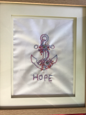 Hope Anchor embroidery - done while Sandy was undergoing chemotherapy.